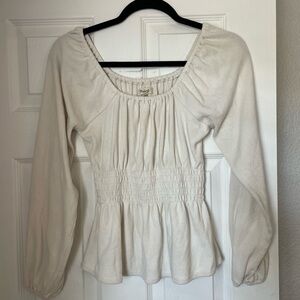 Madewell Cream‎ Long Sleeve Blouse